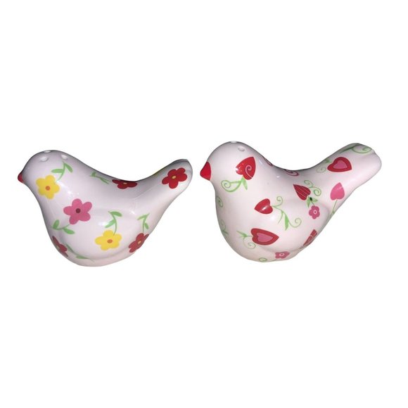 Floral and Heart Birds Salt/ Pepper Shakers - Picture 4 of 6